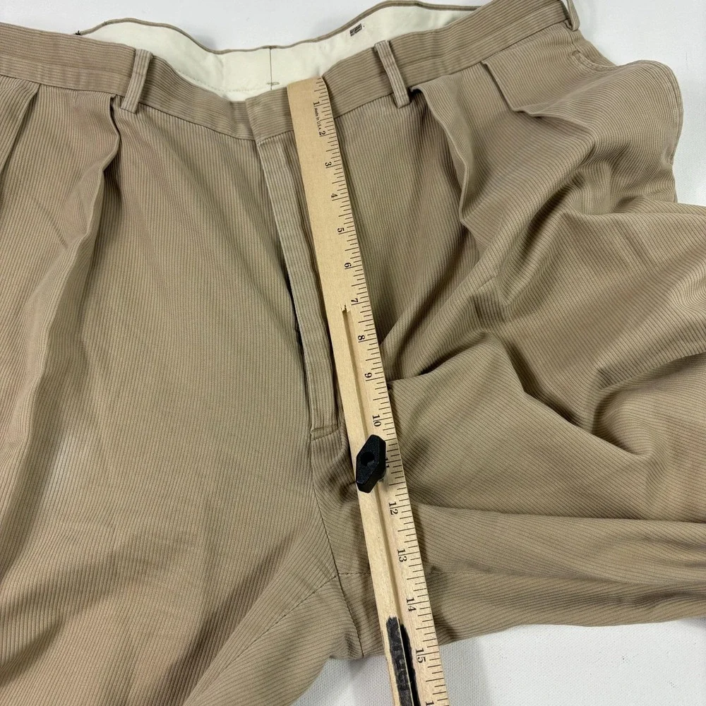 Vintage Polo Ralph‎ Lauren Dress Pants Mens 40x32 Beige Corduroy Pleated Cuffed